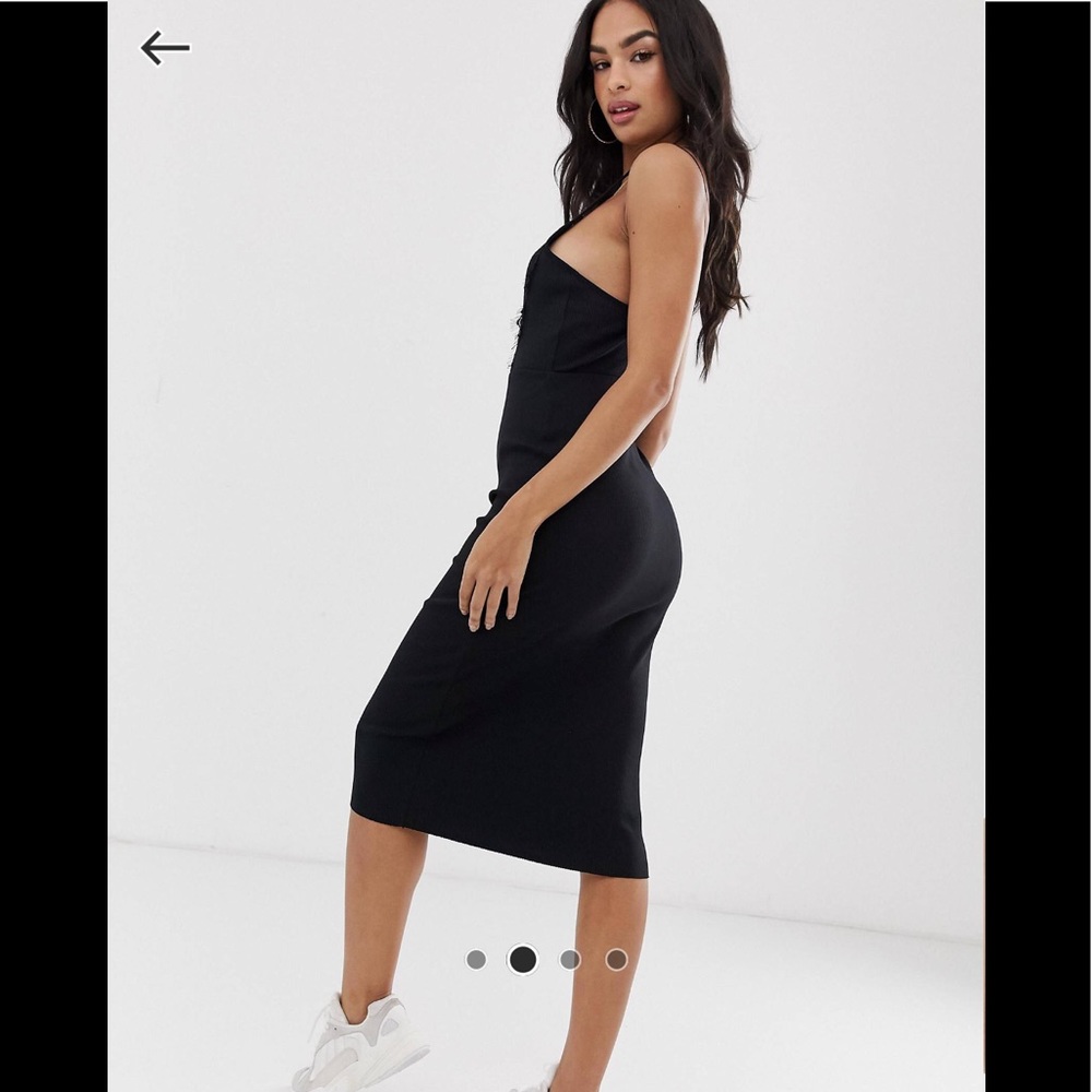 ASOS Midi rib knit lace cami bombshell dress Sexy - Picture 4 of 11